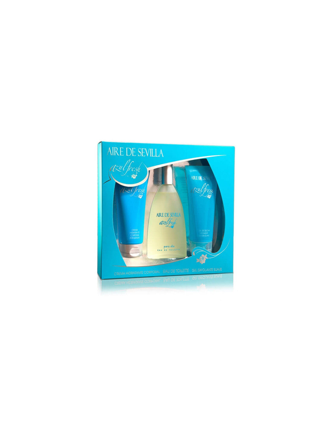 Aire de Sevilla Beauty Set Fresh Blue Edition Moisturising Body Cream, Eau de Toilette, Exfoliating Gel